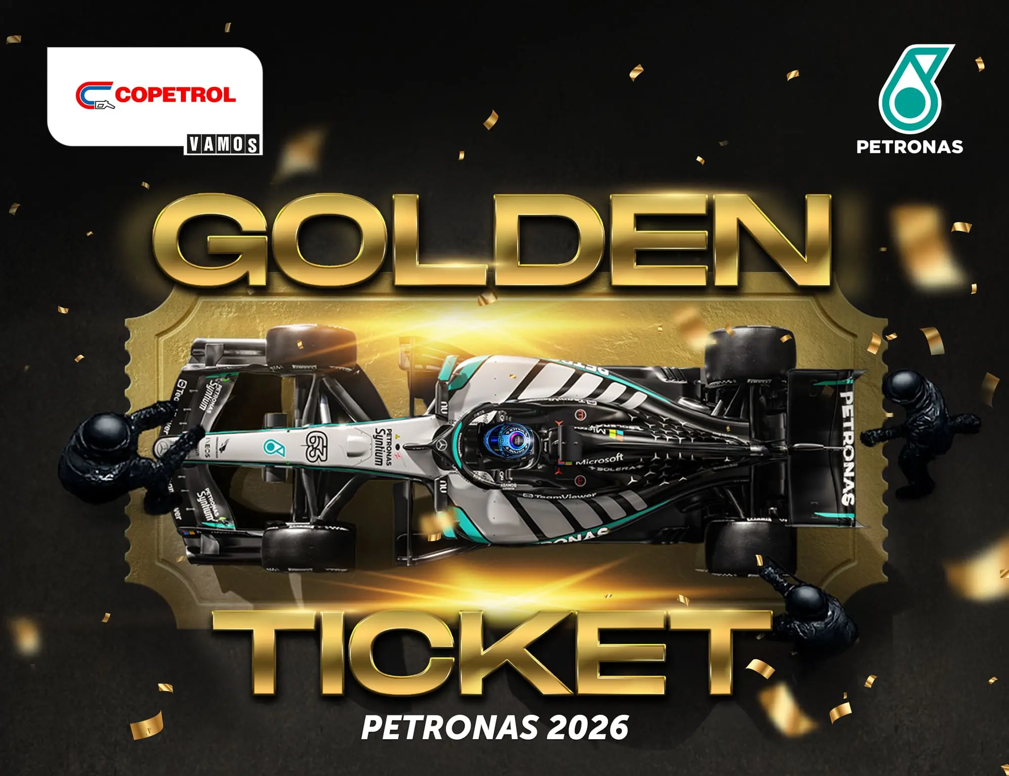 Golden Ticket PETRONAS 2026 con pilotos Mercedes-AMG Petronas